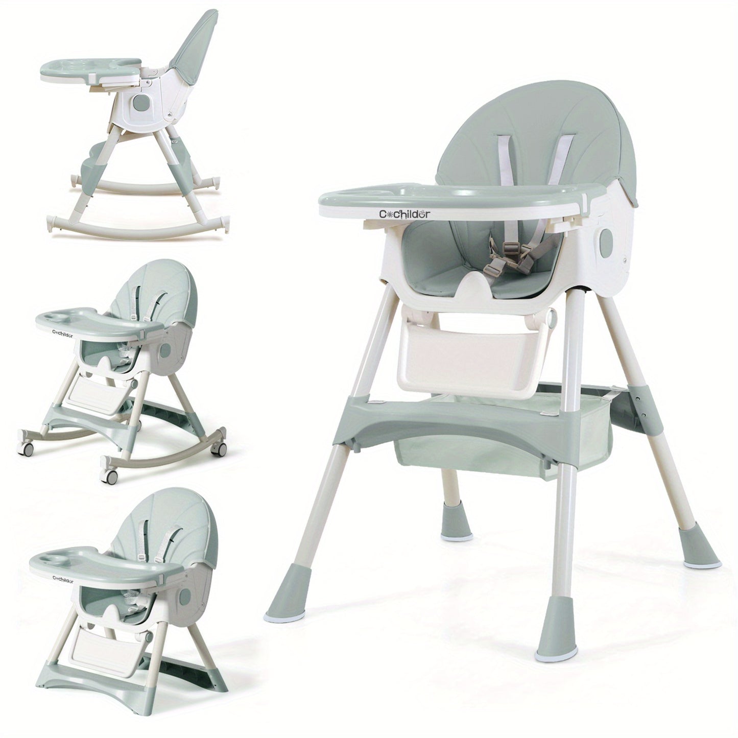 Convertible Baby High Chair - Compact Fold Adjustable