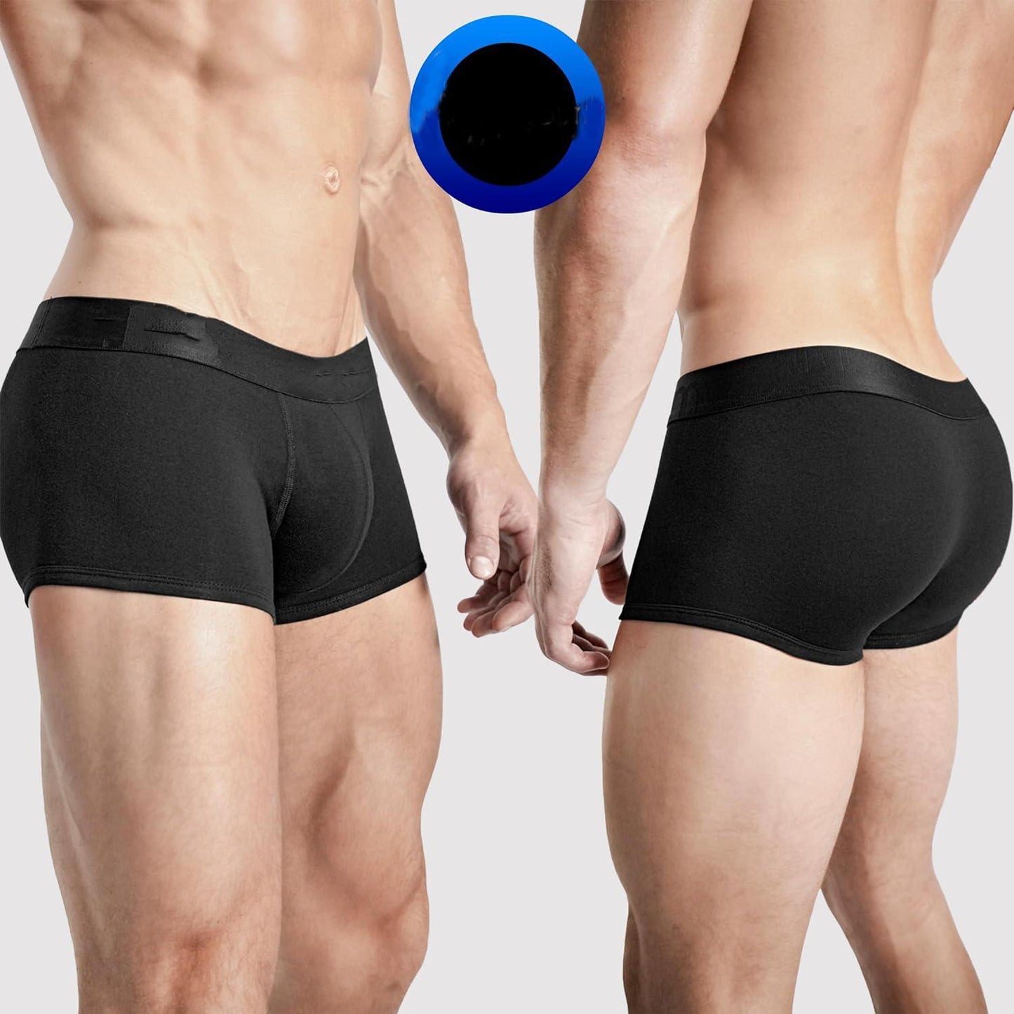Men'S Butt-Lifting Underwear with Removable Padding - Tight-Fit Boxer Briefs/Trunk Shorts, Medium-Stretch Fabric & Adjustable Butt Enhancing Pads for Enhanced Curves, Comfortable & Supportive Casual Attire, Gym & Special Occasions - Menswear Essenti