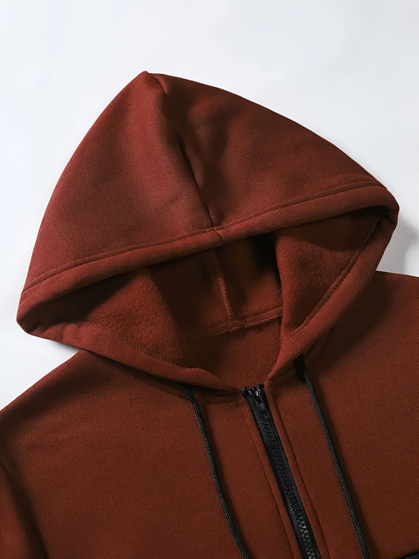 Men'S Clothing, Contrasting Long-Sleeve Zip-Up Hooded Jacket And Drawstring Pants Two-Piece Set for The Outdoors