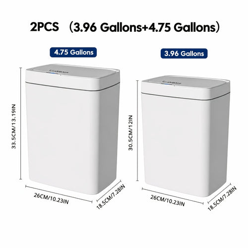 1/2 PcsCochildor Smart Detector Diaper Trash Can(3.96gal), Touchless Wastebasket, Auto On/ Off, Sealed with Lid for Odor Prevention, Silent Shutoff, Ideal for Nursery, Kitchen, Bathroom, Living Room, Office - Battery Operated (AA), No Batteries