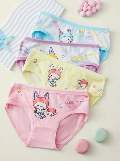 8-Pack Girls' Cotton Briefs - Assorted Cute Cartoon Prints