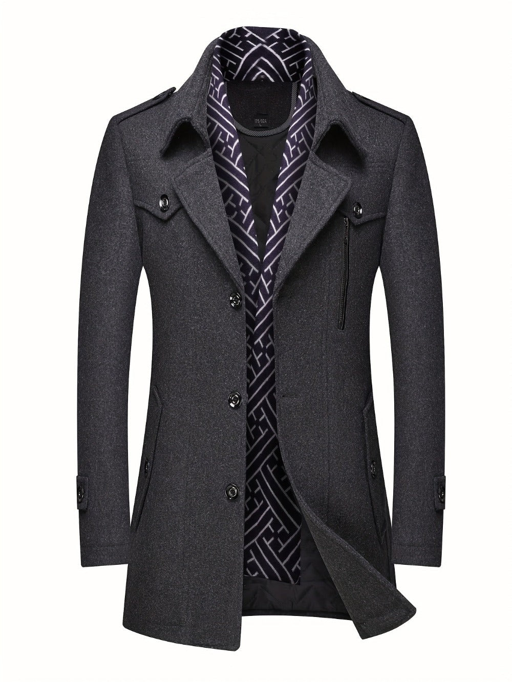 Men's Versatile Wool Blend Single-Breasted Coat