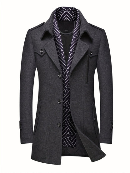Men's Versatile Wool Blend Single-Breasted Coat