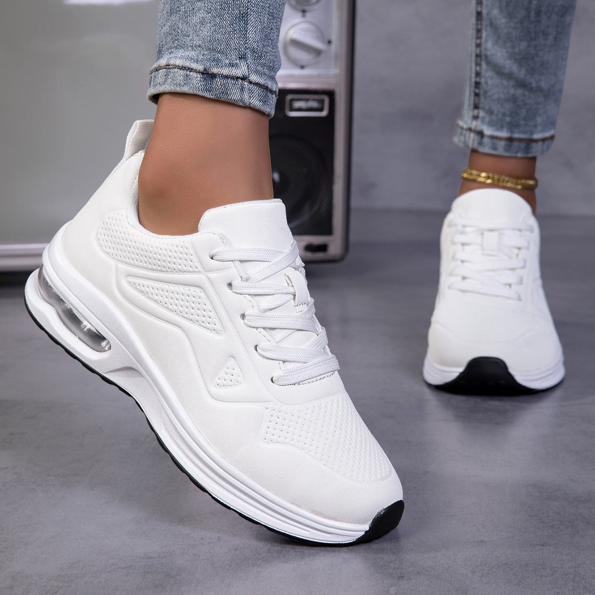 Spring Outdoor sneakers, Women'S Thick-Soled Height-Increasing Shoes, Women'S Autumn, Breathable Mesh Shoes, Air-Cushioned Shoes, Lightweight And Shock-Absorbing Soft-Soled Running Shoes, Women'S Skipping Rope Shoes, Outdoor Tennis Shoes