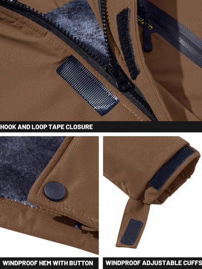 Men'S Winter Ski Jackets Warm Fleece Lined Coats Waterproof Windproof Hooded Thermal Outdoor Parka Thick Sport Hiking Jogging Camping Fishing Climbing Traveling Skiing Snowboarding Casual Windbreaker