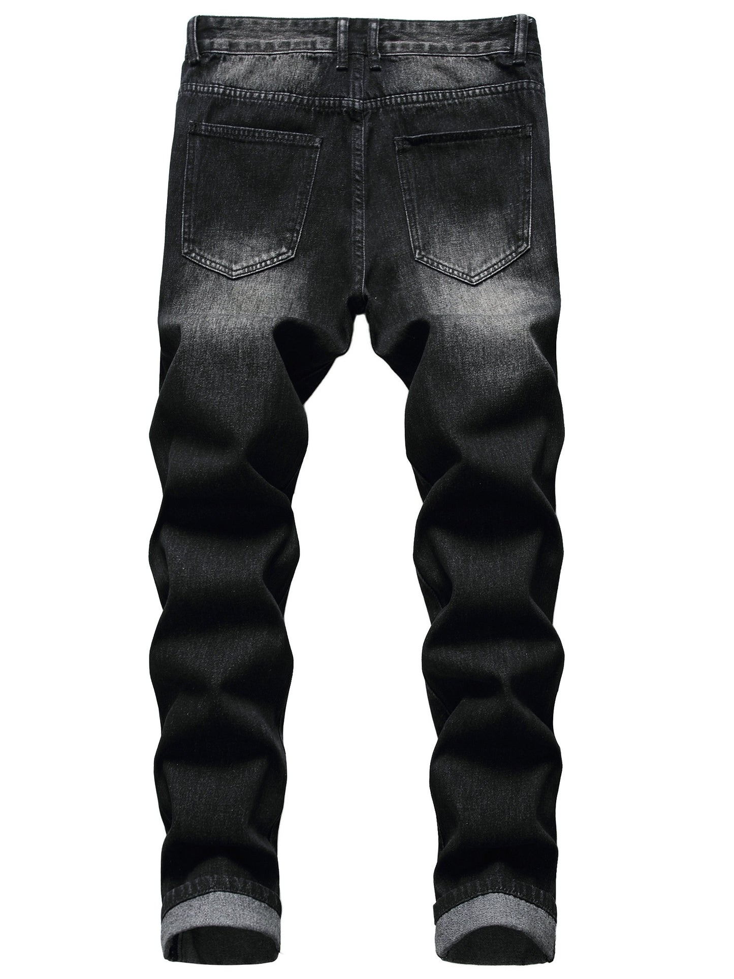 Men'S Black Distressed Denim Pants