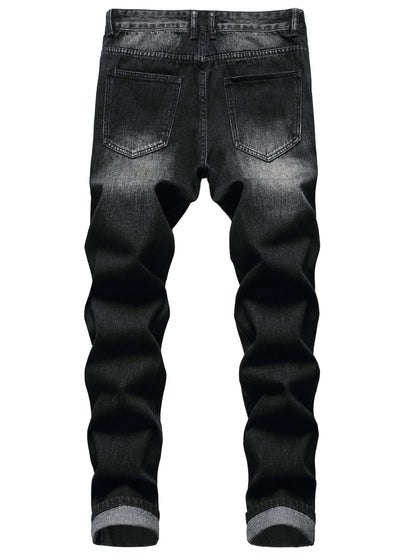 Men'S Black Distressed Denim Pants