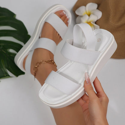 Women's Platform Wedge Sandals Slip-Resistant Height Increase Thick Platform Sole with Ankle Strap Round Toe Sole & Cushioned Insole Suitable for Vacation, Casual Attire, Casual Athletic Footwear - Non-Slip Summer Shoes, Women Shoes
