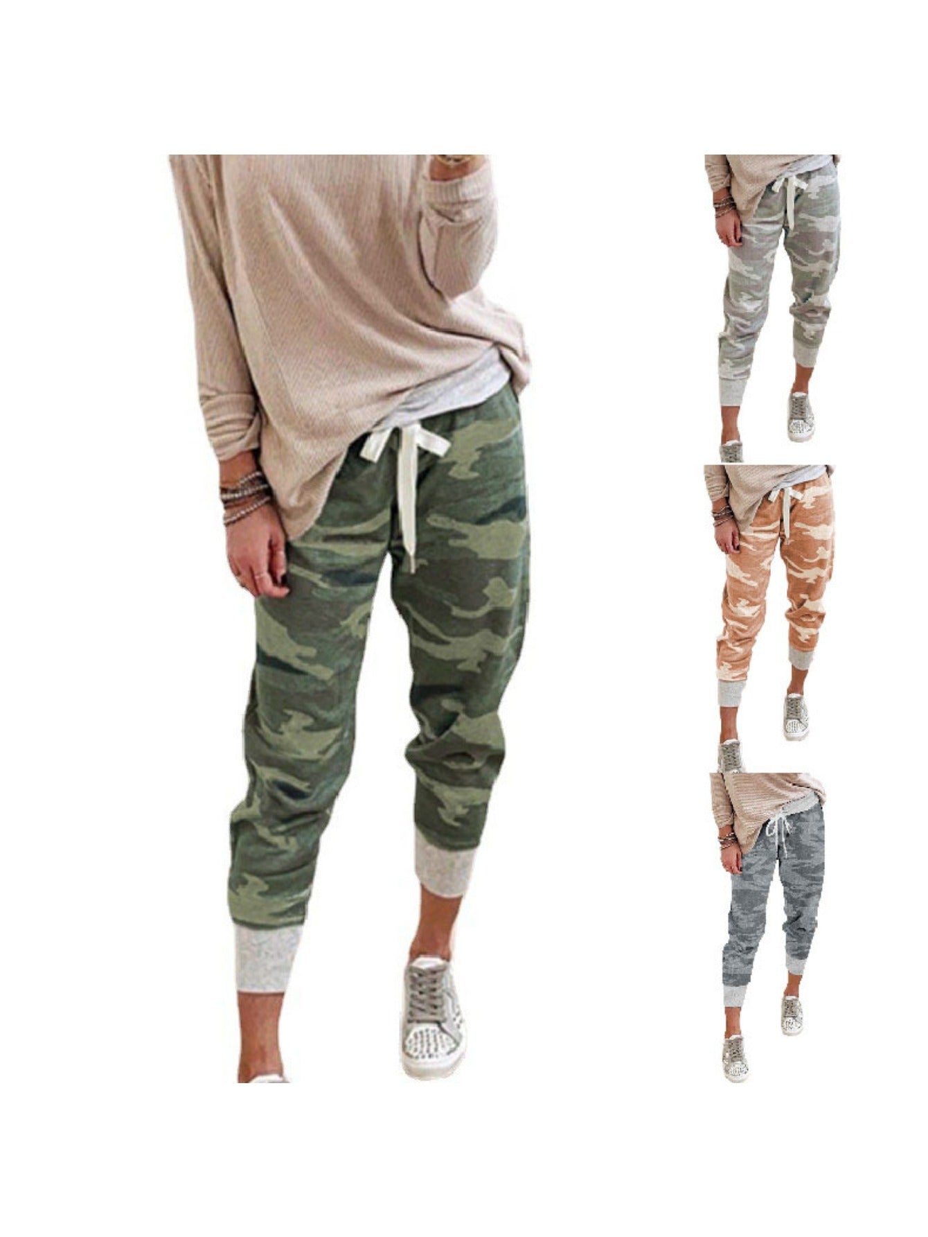 2025 Camouflage Print Joggers for Women, Drawstring Waist Elegant Casual Style, Trousers with Chic Design, Versatile Fashion Essential