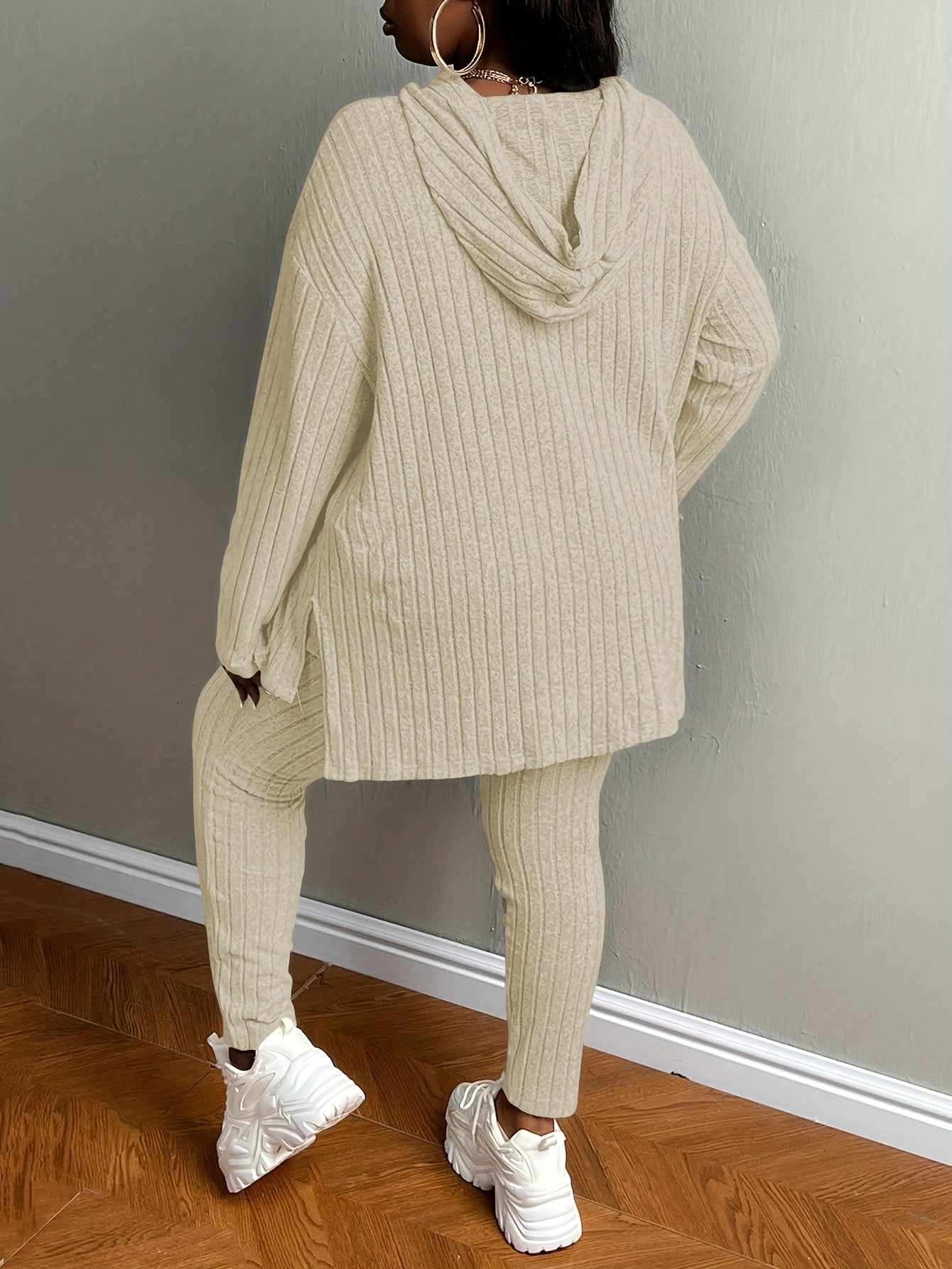 Plus Size, Women's Plus Size 2pcs Outfits Sweatsuits Sets Long Sleeve Hoodies Lounge Sets