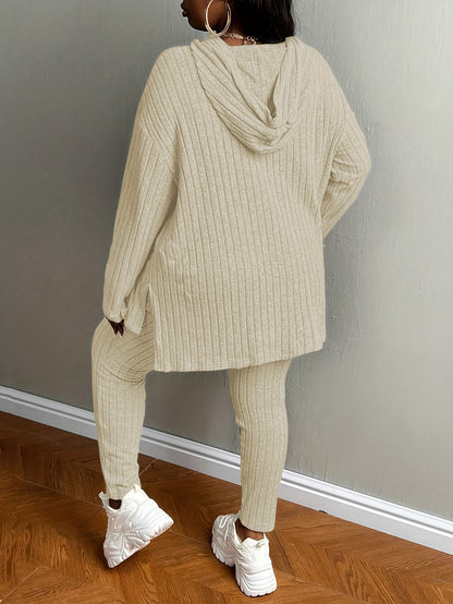 Plus Size, Women's Plus Size 2pcs Outfits Sweatsuits Sets Long Sleeve Hoodies Lounge Sets