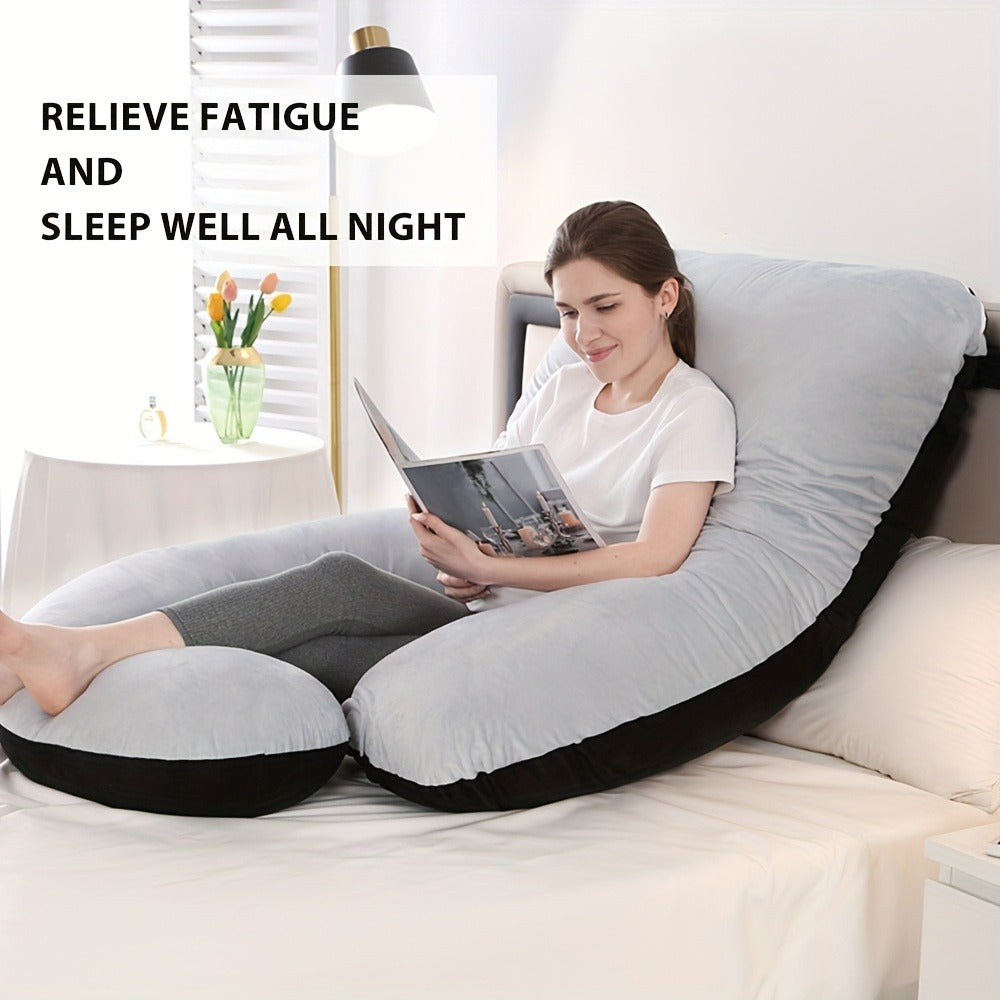 J-Shaped Pregnancy Pillow - Full-Body Support with Removable Cover