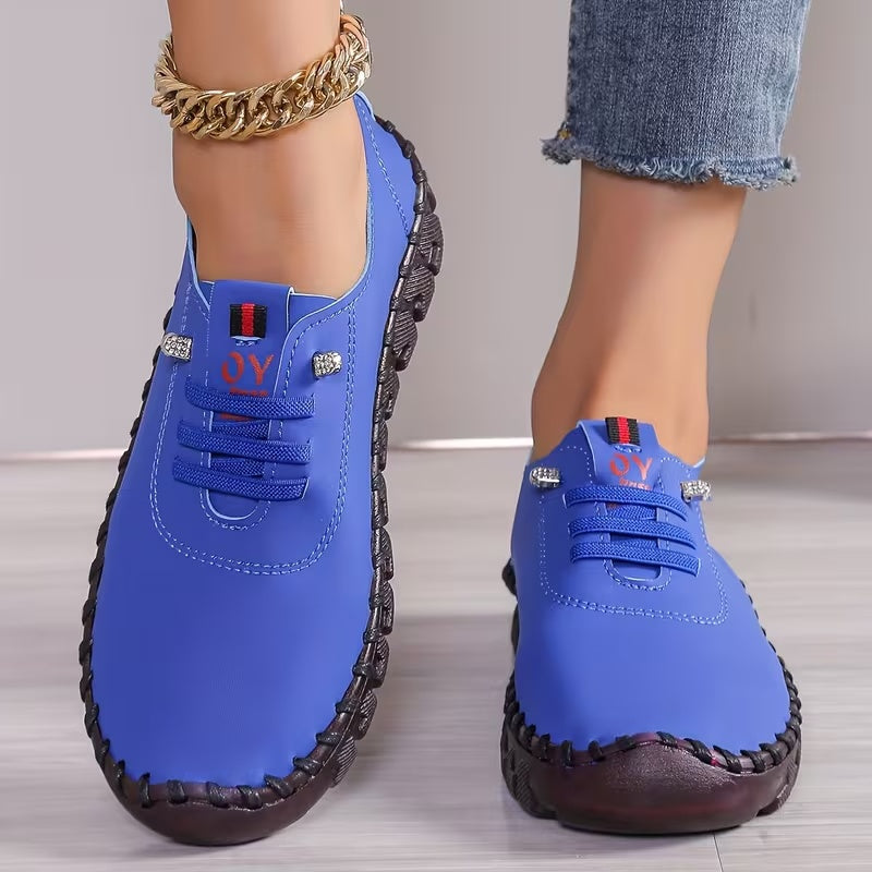Women's Lightweight Comfortable Low-Top Casual Sneakers - Round Toe Synthetic Fabric, Durable Lace-Up Shoes with All-Season PVC Sole, Versatile Fashion for Casual & Light Workout Use, Slip On Sneakers for Women, Women Shoes