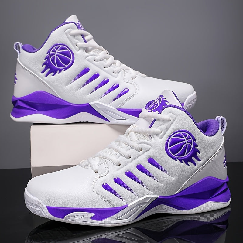 Sneakers, Men's High-top Basketball Shoes, Stylish Sports Leisure Shoes, Pure Color Design, Anti-slip And Wear-resistant, Breathable PU Upper And Lining, Rubber Sole, Suitable for Training, Ball Sports, Hiking, And Daily Wear.