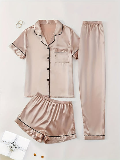 Women's Champagne Satin Short-Sleeve Pants - product view 14