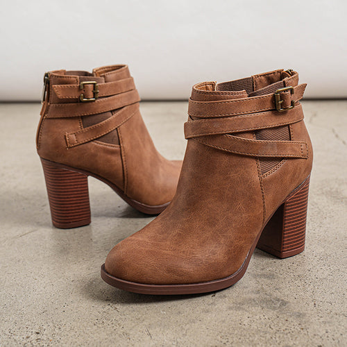 Women's Chunky High Heel Ankle Boots with Upper & TPR Sole - Pointed Toe Zipper Closure Booties Suitable for Spring, Summer, Fall, Winter | - Round-the-Clock Wear, Cushioned Insole, North Style Fashion Boots, Women Shoes