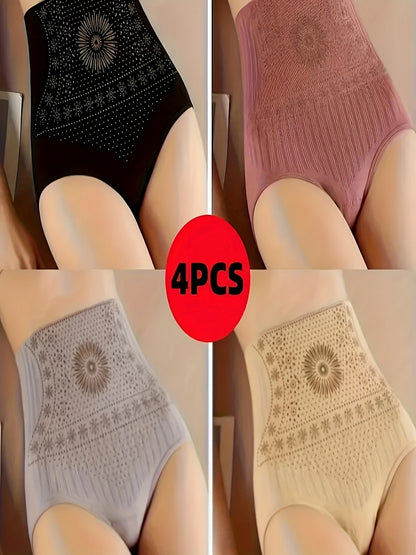 4pcs Of High Waist Shapewear Pants With Abdominal Control And Hip Lifting Functions, Helping To Shape And Control. Underwear For Women With High Waist And Hip Lifting, Tight Shapewear Pants, Postpartum Belly Control Pants