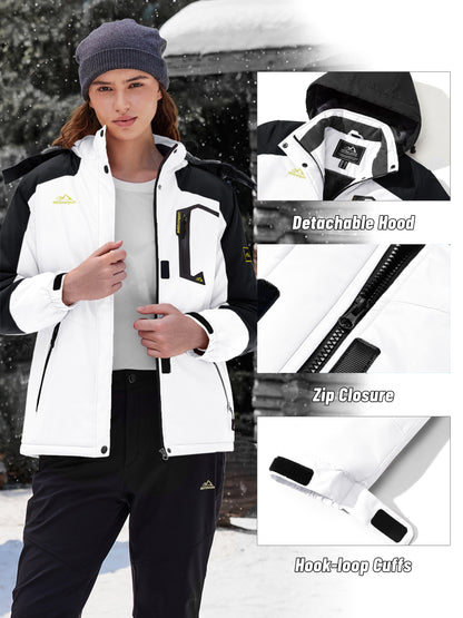 Women's Winter Ski Jacket - High Quality Soft-shell Hooded Jacket Windproof Detachable Hood Multi-pockets Warm Thickened Fleece Lined - Winter Outdoor Snow Sports Skiing Snowboarding Hiking Camping Daily Casual Wear Work Wear Rain Windbreaker