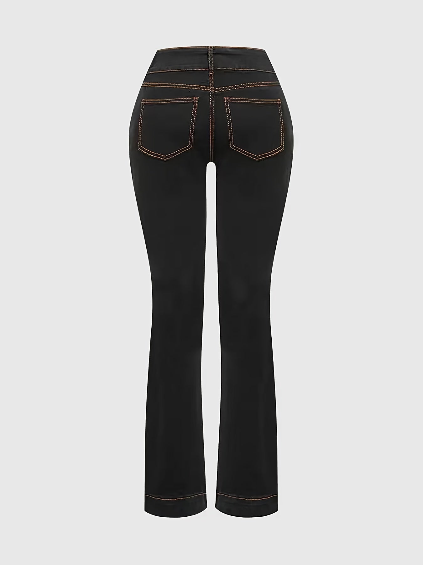 Women'S Classic Five-Pocket Stretch Denim Jeans - Mid-Rise Regular Fit with Button Detail, All-Season Versatile Casual Pants for Home, Travel & Shopping, Comfortable Travel Jeans, Durable Fabric Jeans