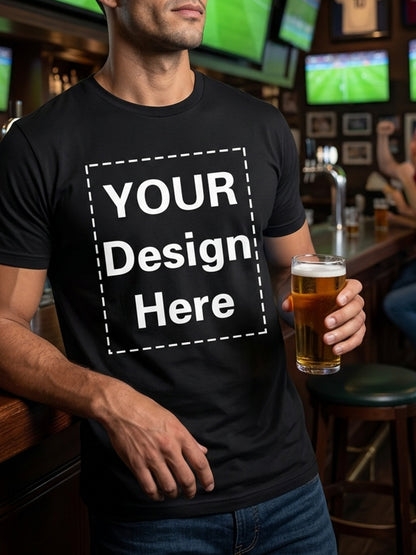 Customized T-Shirt with Personalized Front And Back Double-Sided Printed T-Shirt Made of Pure - Add Your Image Photos And Design - Male And Female Adult Sizes - Round Neck Short Sleeved Soft And Comfortable Casual Exercise Fashion Sportswear