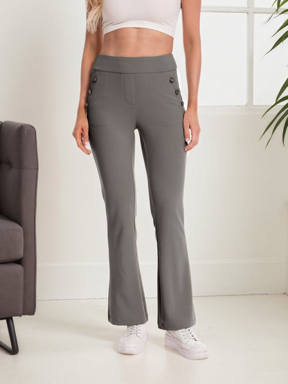 Casual Flare Pants With Sailor Button