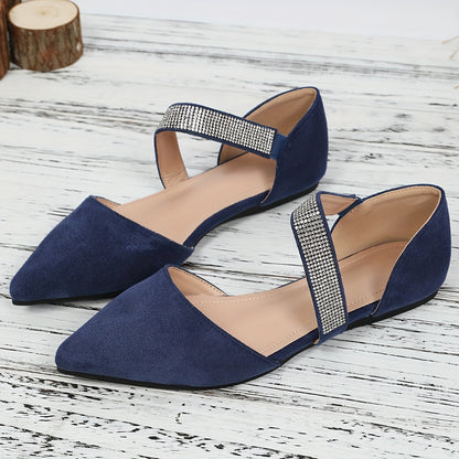 [Versatile Comfortable Shoes] Women's Spring And Autumn New Fashionable, Suitable for Pairing with Coffee Tee Versatile, Comfortable, Breathable, Lightweight, Water Diamond Pointed Shoes, Women Shoes