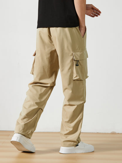 Men'S Straight-Leg Cargo Pants with Multiple Pockets, Suitable for Outdoor Street Fashion