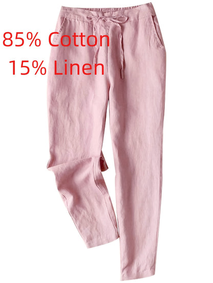 Women'S Summer Casual High-Waisted Drawstring Beach Pants