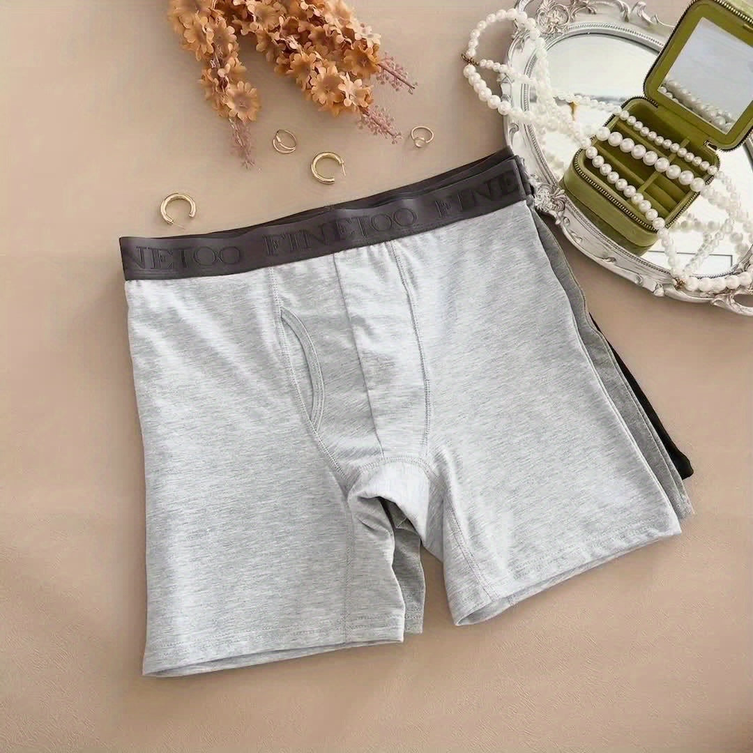 4pcs Men'S Boxer Briefs with "DO IT" Waistband - Breathable, Stretchy Cotton Underwear in Gray, Navy Blue, and Black - Casual & Sporty Design for Daily Commuting, Comfortable Fit, Everyday Underwear | Sporty Underwear | Elastic Waistband, Boxer Shorts
