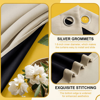 Nursery Curtain Panels, Nursery Curtain Panels, 4pcs Full Blackout Curtains, Thick Thermal Drapes for Bedroom & Living Room
