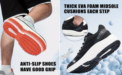 Men's Wide-Width Mesh Sneakers - Memory Foam Cushioned Insole