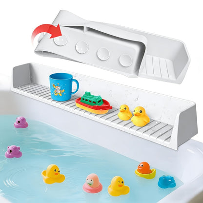 Silicone Bathtub Splash Guard Organizer - 11 Suction Cups and Foldable Design