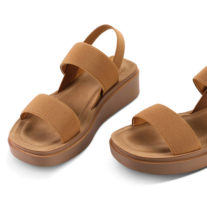 Women's Platform Wedge Sandals Slip-Resistant Height Increase Thick Platform Sole with Ankle Strap Round Toe Sole & Cushioned Insole Suitable for Vacation, Casual Attire, Casual Athletic Footwear - Non-Slip Summer Shoes, Women Shoes