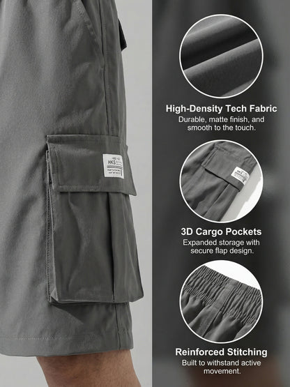 3-Pack Men'S Cargo Shorts, Solid Color Camouflage Series, Casual Athletic Shorts - Multi-Pocket Ripstop, Adjustable Waist (Black, Gray, Khaki) - Outdoor & Travel