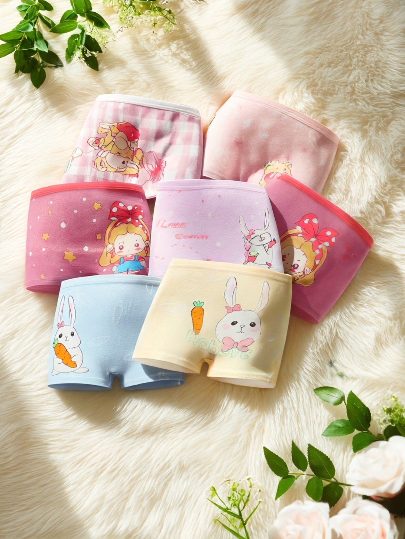 8pcs Girls Cotton Underwear Soft Breathable Cartoon Print Girls Boxer Underwear