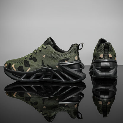 Camouflage Breathable Mesh Running Shoes, All-Season Low Top Lace-Up Sneakers with Rubber Sole And Fabric Insole for Casual Outdoor Sports