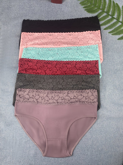 6pcs Of Women's Underwear, Size S- Low Price, Comfortable Breathable Elegant Lingerie, Lace Patchwork Women's Briefs