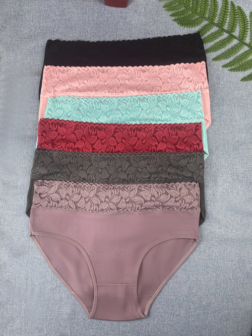 6pcs Of Women's Underwear, Size S- Low Price, Comfortable Breathable Elegant Lingerie, Lace Patchwork Women's Briefs