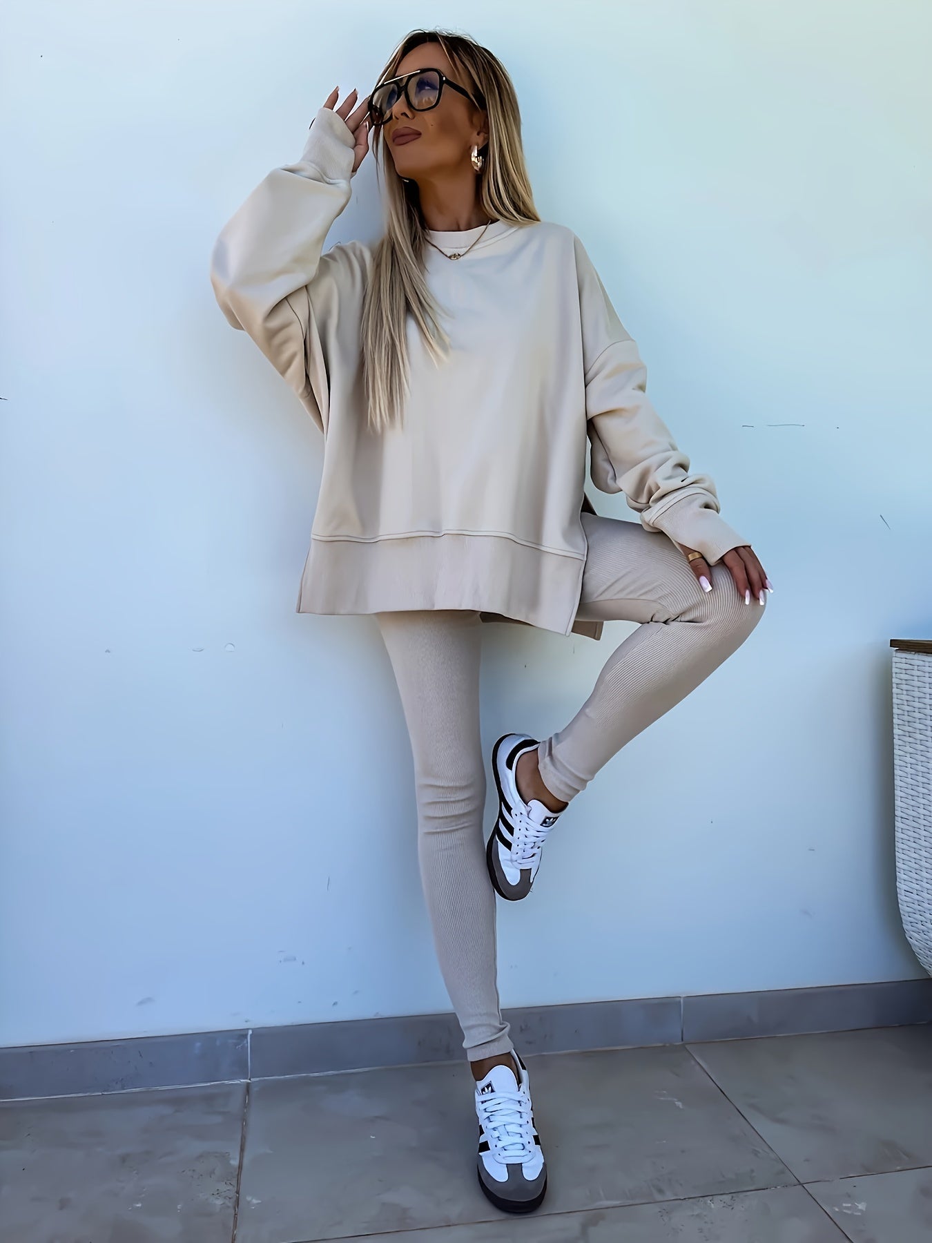 Women'S Spring And Autumn Outdoor Sports Hoodie Set, Women'S Autumn Winter Long Sleeve Solid Color Hoodie Casual Set, Hoodie Top And Pants Yoga Two-Piece Set, Outdoor Running Fitness Set
