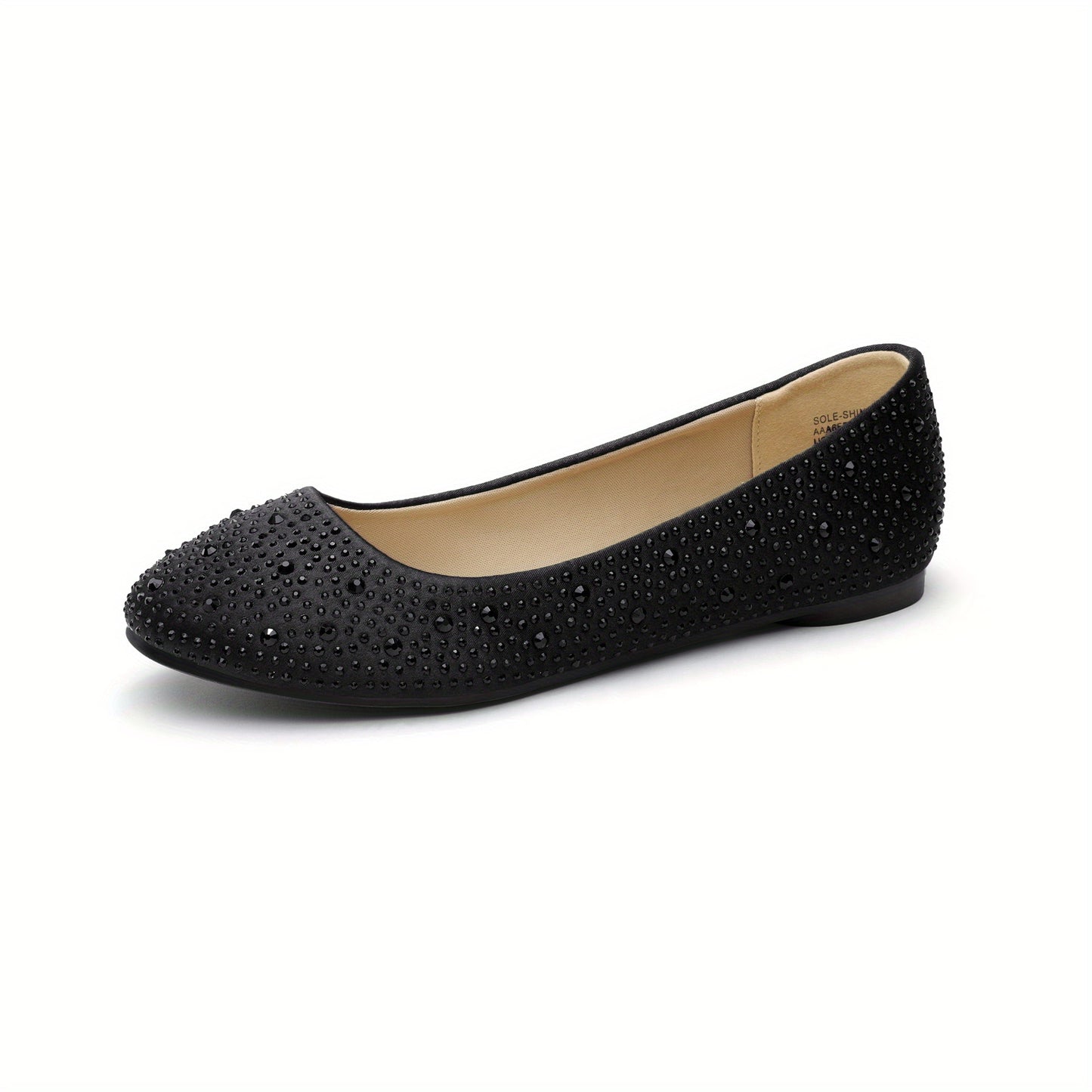 Women's Flat Sole-Shine Rhinestone Classic Ballet Flats Shoes Comfortable Elegant Fashion Shoes for Women 1/2 SIZE