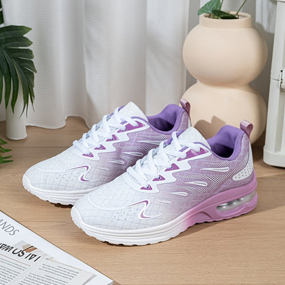 Gradient Color Air Cushion Shock-Absorbing Running Shoes, Casual And Versatile Wear-Resistant And Non-Slip Outdoor Sports Shoes, Woven Shoes, Women Shoes, Sneakers