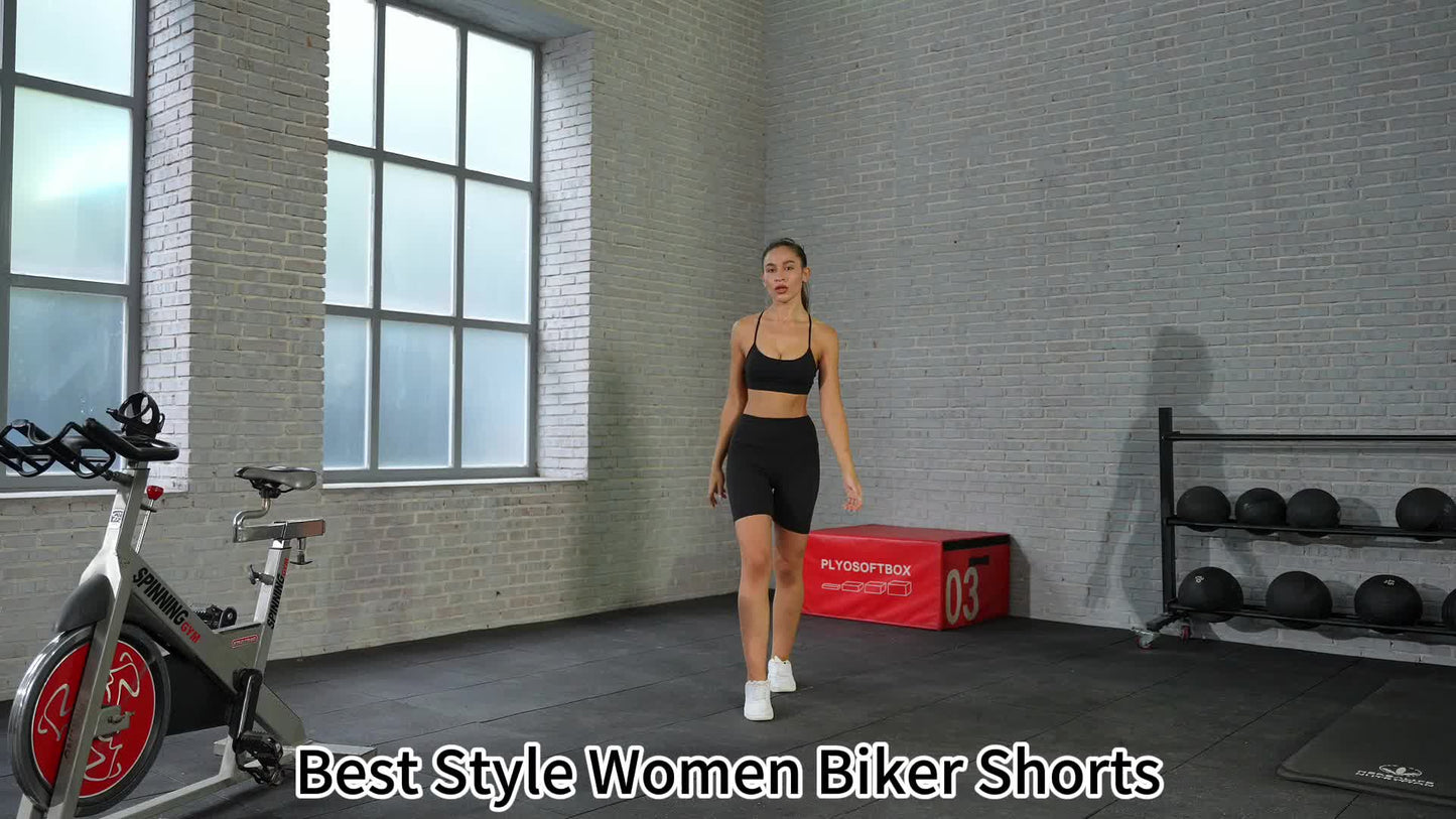 4 Pack 6"High Waisted Shorts for Women, Super Soft No See Through Workout Yoga Athletic Shorts Running