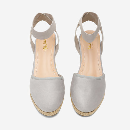 Women's Elastic Ankle Strap Espadrilles Wedge Sandals Closed Toe Platform For Women Ankle Strap Casual Comfortable Wedge Sandals Breathable And Comfortable, Suitable For Spring, Summer And Fall