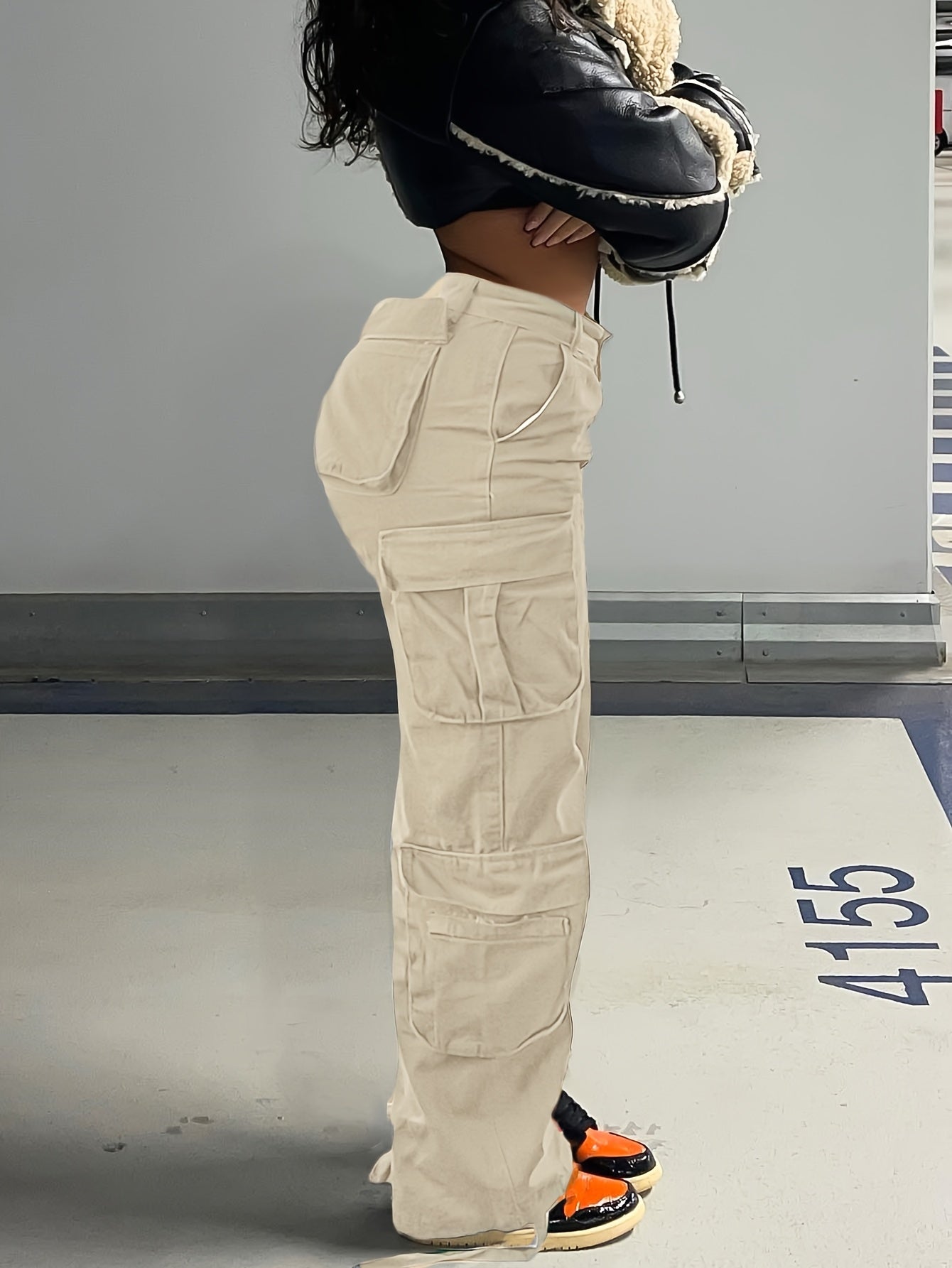 Street Hip-Hop Style Low Waist Multi Pocket Workwear Casual Denim Workwear Pants
