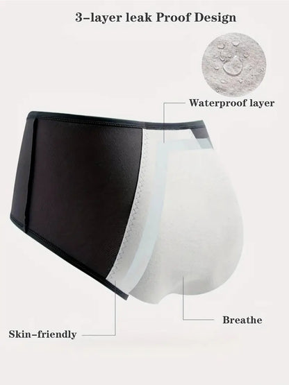 6pcs Plus Size Women'S Leakproof Period Panties - High Waist, Tummy Control, Stretchy Nylon Blend, Solid Color