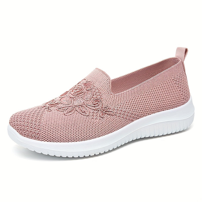 Women'S Breathable Hollow Flat Shoes, Shallow Mouth Flower Solid Color Mesh Shoes, Fashionable Lazy Shoes