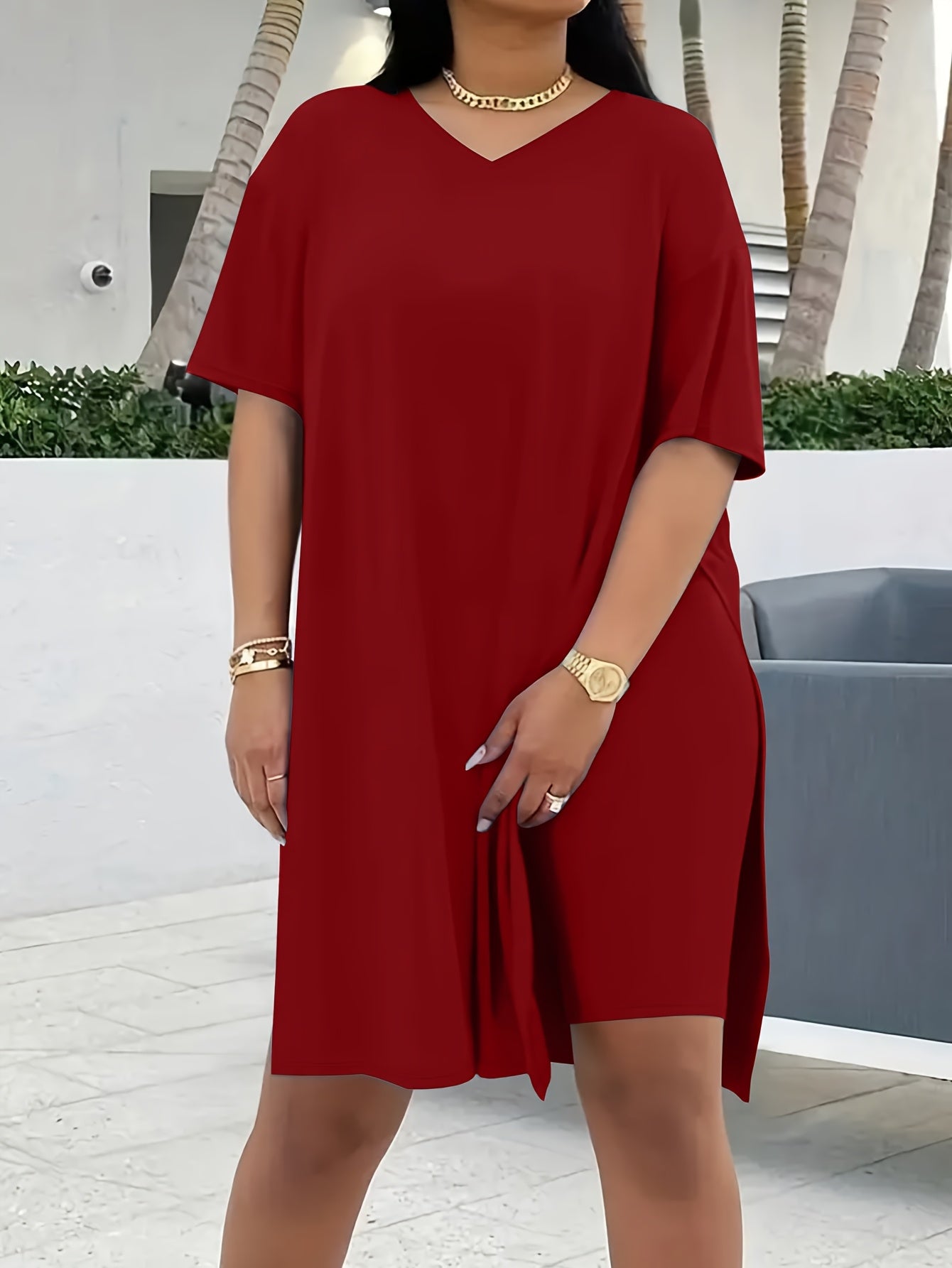 Women's Black Polyester V-Neck Shorts - product view 6