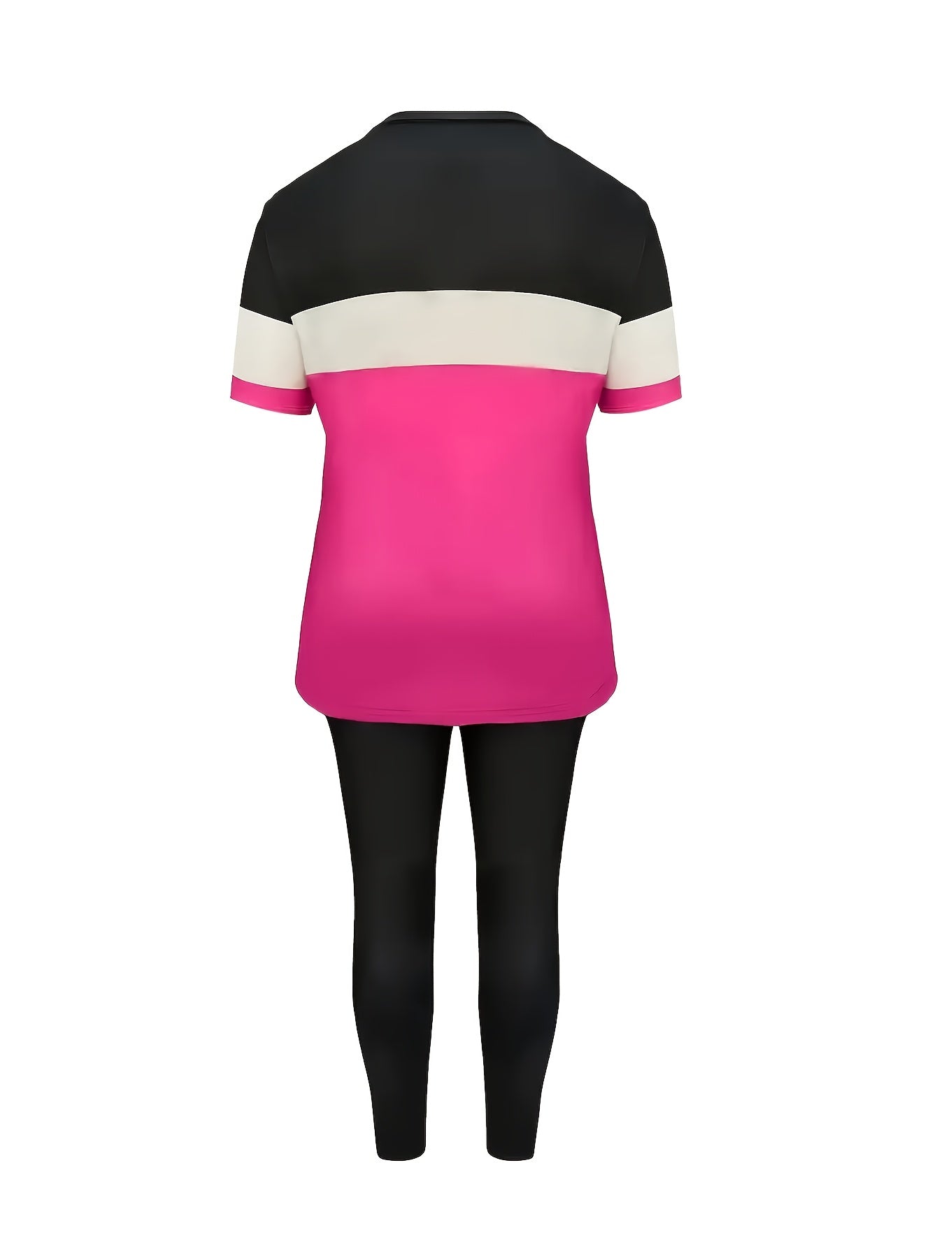 Women's Casual Two-Piece Outfit "BLESSED" Letter Print Color-Block T-Shirt And Pocket Pants Set