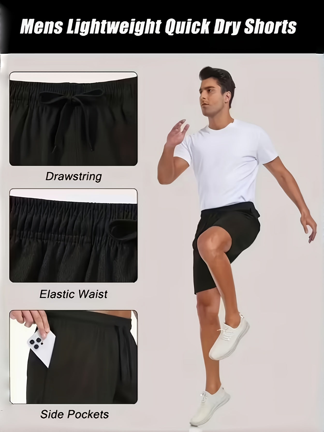 Men's Black/Grey/blue/green/dark gre Polyester Shorts - product view 6