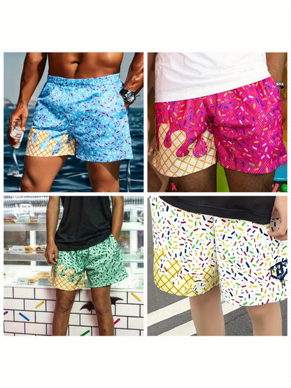 Baseball Ice Cream Teen Shorts Teenager'S Paisley Graphic Shorts Sports Basketball Headscarf Shorts Running Street Y2K Side Pull Belt for Outdoor, for Teenager, For Teenager